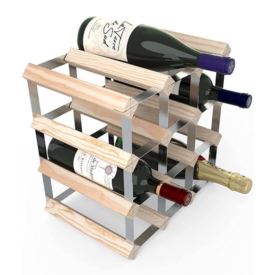 Raft pentru 12 sticle de vin, lemn de pin, Natur - RTA
