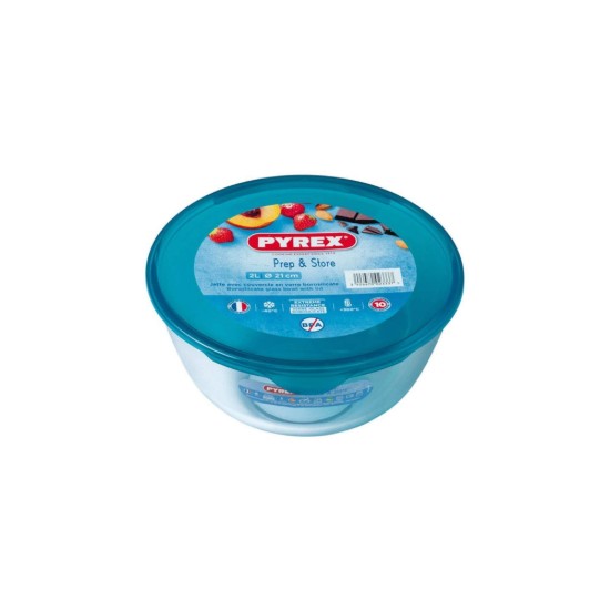Bol cu capac, sticla termorezistenta, 21cm/2L - PYREX