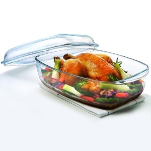Vas dreptunghiular cu capac, din sticla termorezistenta, 4,4L + 2,3L - PYREX