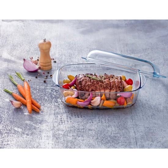Vas dreptunghiular cu capac, din sticla termorezistenta, 4,4L + 2,3L - PYREX