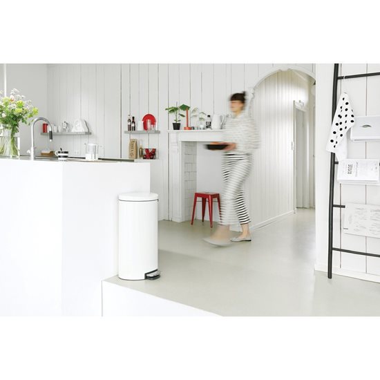 Cos de gunoi cu pedala Flatblack Plus, 30 L, White - Brabantia