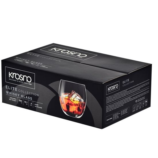 Set 6 pahare whisky, sticla, 300ml, "Elite" - Krosno