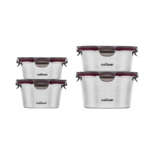 Set 4 caserole rotunde, inox, "Flora" - Cuitisan