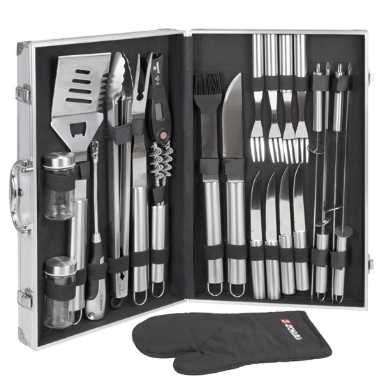 Set 24 piese pentru gratar, inox  - Zokura