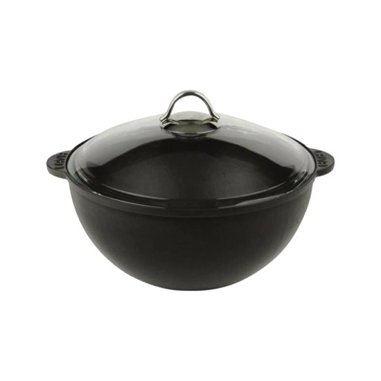 Oala rotunda fonta, cu capac sticla, 28 cm/4,6L - LAVA