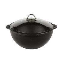 Oala fonta, cu capac sticla, 30cm/6,2L, Negru - LAVA