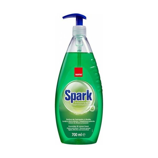 Detergent de vase cu pompita, 700ml, "Spark", Castravete - Sano