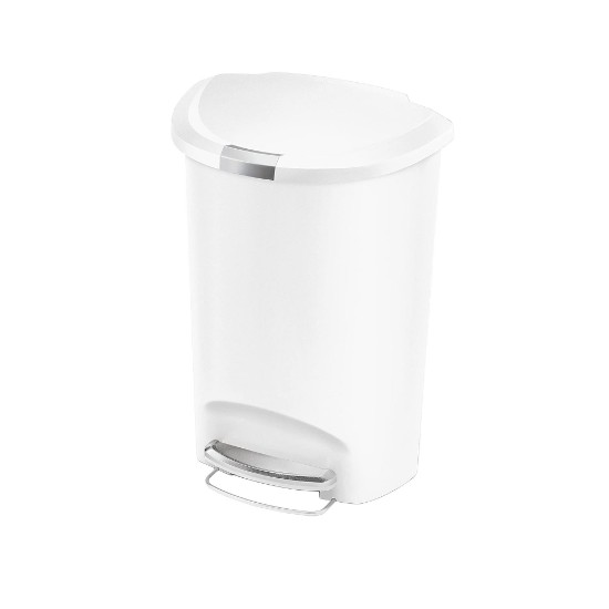 Cos de gunoi semi-rotund cu pedala, 50 L, Alb - simplehuman