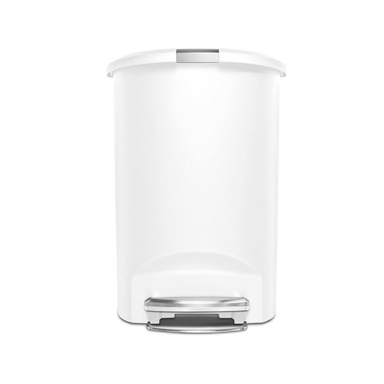 Cos de gunoi semi-rotund cu pedala, 50 L, Alb - simplehuman