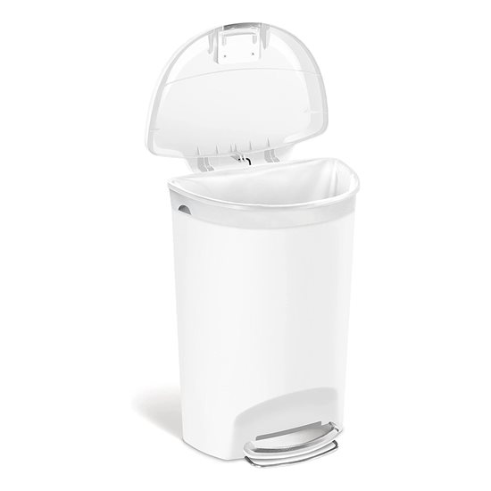 Cos de gunoi semi-rotund cu pedala, 50 L, Alb - simplehuman