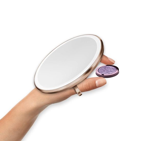 Oglinda cosmetica de buzunar cu senzor, 10,4 cm, Rose Gold - simplehuman