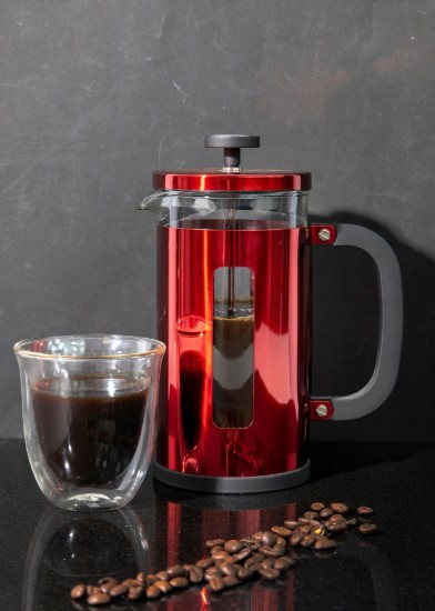 Cafetiera French Press, inox, 1L, "Pisa", Rosu - La Cafetiere