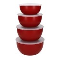 Set 4 boluri preparare, plastic, cu capac, Empire Red - KitchenAid