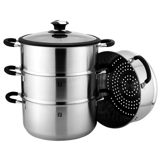 Set 5 piese pentru gatit la aburi, inox, 28cm/7,6L - Zokura