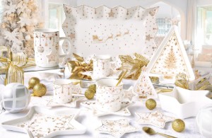 Set 2 cesti cafea cu farfurioara, portelan, 80ml, "CHRISTMAS LIGHTS" - Nuova R2S