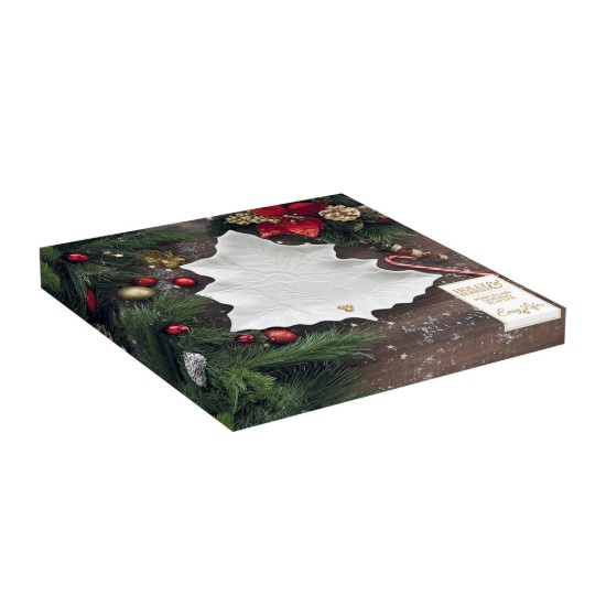 Platou servire 30 x 30 cm "HOLLY&BERRIES WHITE", portelan - Nuova R2S