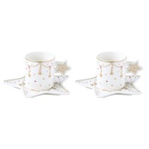 Set 2 cesti cafea cu farfurioara, portelan, 80ml, "CHRISTMAS LIGHTS" - Nuova R2S