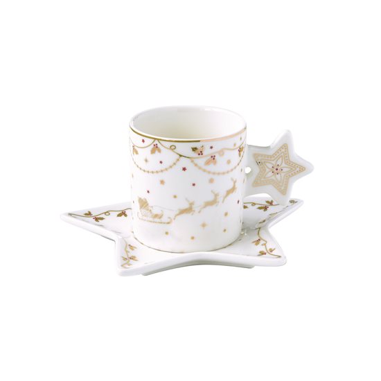 Ceasca ceai cu farfurie 175 ml "CHRISTMAS LIGHTS", portelan - Nuova R2S