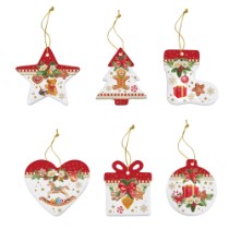 Set 6 decoratiuni brad, portelan, "CHRISTMAS MEMORIES" - Nuova R2S