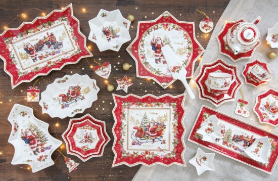 Platou servire, portelan, 35 x 23 cm, "CHRISTMAS MEMORIES" - Nuova R2S