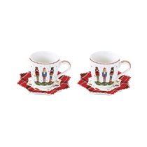 Set 2 cesti cafea cu farfurie, portelan, 100ml, "VINTAGE NUTCRACKER" - Nuova R2S