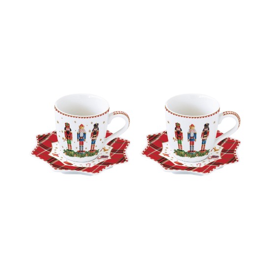 Set 2 cesti cafea cu farfurie, portelan, 100ml, "VINTAGE NUTCRACKER" - Nuova R2S