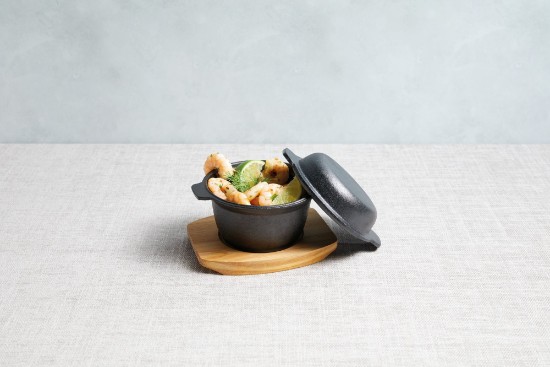 Mini-cratita fonta, 14 x 12cm, cu suport din lemn, "Artesa" - Kitchen Craft