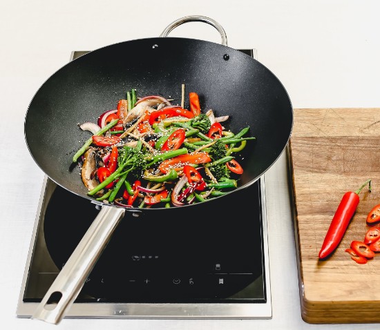 Tigaie wok, otel-carbon, 35,5 cm, “Master Class” - Kitchen Craft