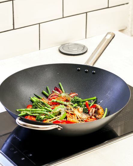 Tigaie wok, otel-carbon, 35,5 cm - Kitchen Craft