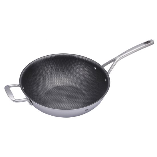 Tigaie wok antiaderenta 3-ply, inox, 30 cm/5 l - Zokura