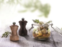Set 2 rasnite sare si piper, 10 cm "Bistro", Natural&Chocolate - Peugeot