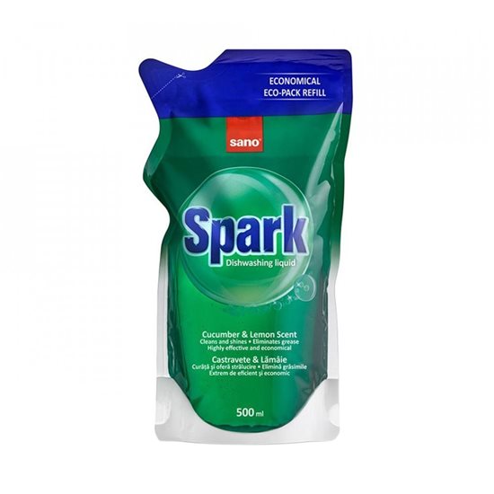 Rezerva detergent vase, Spark, Castravete, 500 ml - Sano