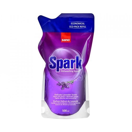 Rezerva detergent vase, Spark, Lavanda, 500 ml - Sano