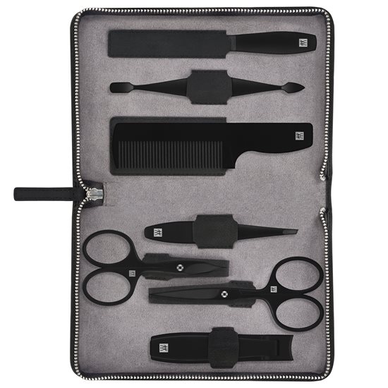 Set 7 piese inox pentru barbati, portofel piele neagra - Zwilling TWINOX