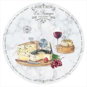Platou rotativ, sticla, 32 cm, "Les Fromages" - Easy Life