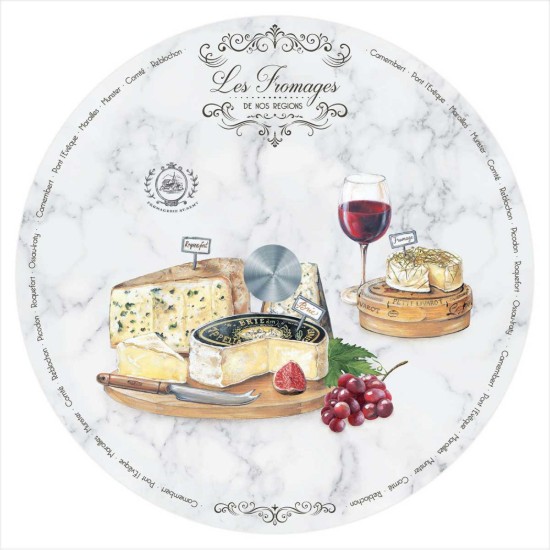Platou rotativ, sticla, 32 cm, "Les Fromages" - Easy Life