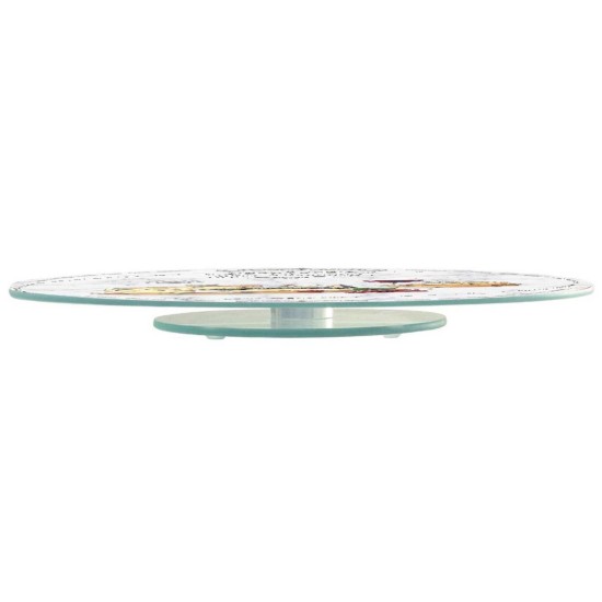 Platou rotativ, sticla, 32 cm, "Les Fromages" - Easy Life