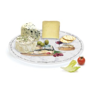 Platou rotativ, sticla, 32 cm, "Les Fromages" - Easy Life