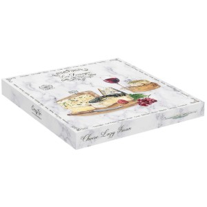 Platou rotativ, sticla, 32 cm, "Les Fromages" - Easy Life