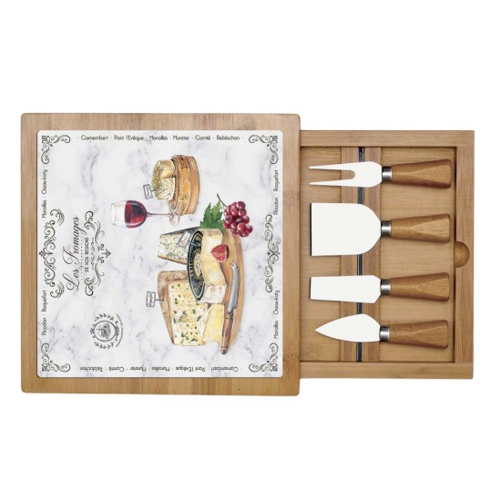Set servire branzeturi, 6 piese, 25,5 x 25,5 cm, "Les Fromages" - Easy Life