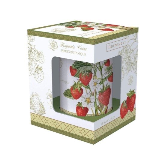Cana cu capac si infuzor metalic, portelan, 300 ml, "Jardin Botanique" - Strawberry - Nuova R2S