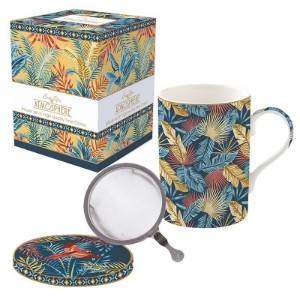 Cana portelan, 350ml, cu capac si infuzor, "Atmosphere Equatorial" - Nuova R2S