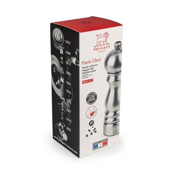 Rasnita pentru piper, inox, 18 cm, "Paris Chef", Stainless Steel - Peugeot