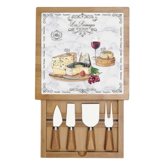 Set servire branzeturi, 6 piese, 25,5 x 25,5 cm, "Les Fromages" - Easy Life
