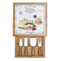 Set servire branzeturi, 6 piese, 25,5 x 25,5 cm, "Les Fromages" - Nuova R2S