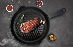 Tigaie grill, fonta, 28 cm, baza concava - LAVA