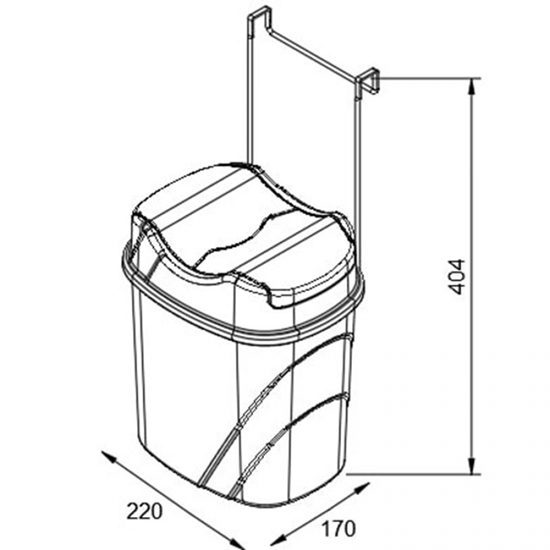 Cos de gunoi, cu sistem de agatare pe usa, 5,5 L - Tekno-tel