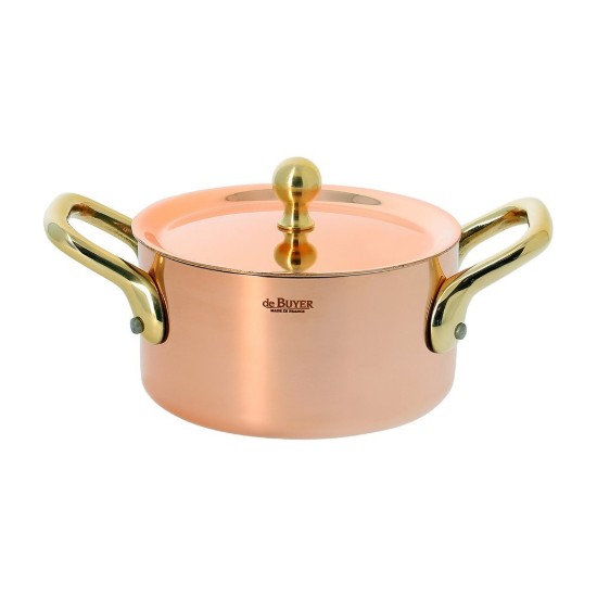 Mini-cratita cupru/inox, cu capac, 10cm, "Inocuivre" - de Buyer