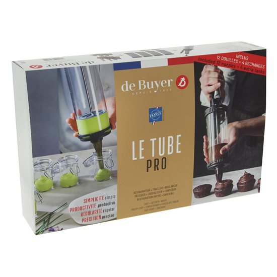 Set seringa patiserie, 4 recipiente si 12 duze "Le Tube Pro" - de Buyer