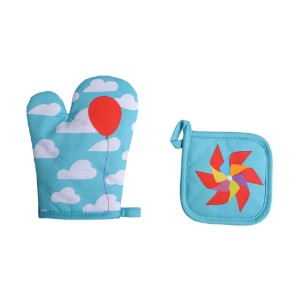 Set de bucatarie pentru copii, bumbac, 4 piese, Aqua - Tiseco
